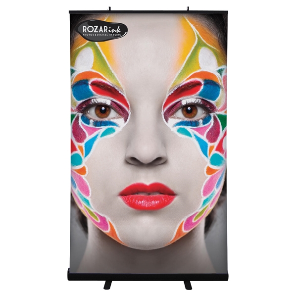 48in Economy Retractor Banner Stand with Vinyl Print Black the most economical retractor on the market. Its lighter duty mechanism makes it appropriate for temporary displays or for advertising seasonal specials.