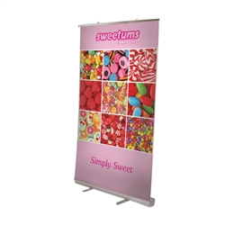 48in Economy Retractor Banner Stand with Fabric Print Black the most economical retractor on the market. Its lighter duty mechanism makes it appropriate for temporary displays or for advertising seasonal specials.