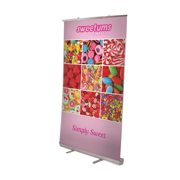 48in Economy Retractor Banner Stand with Fabric Print Black the most economical retractor on the market. Its lighter duty mechanism makes it appropriate for temporary displays or for advertising seasonal specials.