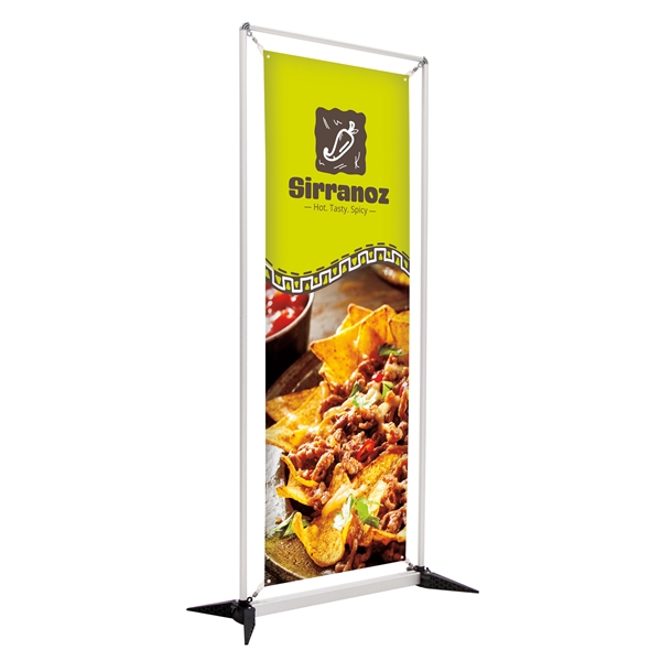 3ft x 6ft FrameWorx Banner Display Single-Sided Kit. This display's versatile central post can be customized with banners and lit racks. We've created three kits to get started, but add-ons are interchangeable so you can create your own configuration.