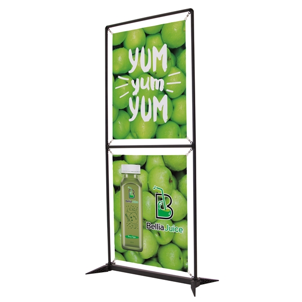 3ft x 7ft FrameWorx Stack Titan 13 oz. Smooth Scrim Vinyl Single-Sided Kit. This clever twist on our FrameWorx banner display features two separate banners instead of just one.