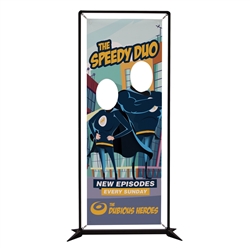 3ft x 7ft FrameWorx Face Cutout Titan 13 oz. Smooth Scrim Vinyl Single-Sided Double Kit. Let your guests become part of the show with this creative spin on our traditional FrameWorx display.