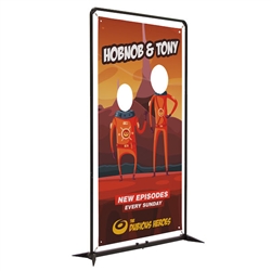4.5ft x 7.5ft FrameWorx Duoble Face Cutout Single-Sided Kit. Let your guests become part of the show with this creative spin on our traditional FrameWorx display.