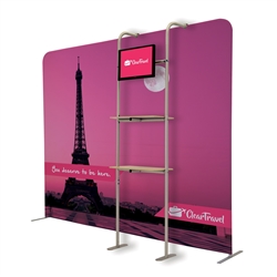 2.5ft x 7ft EuroFit Cascade Shelf Merchandiser Add-On. This Merchandiser Add-On adds a monitor and two shelves to a EuroFit Wall.