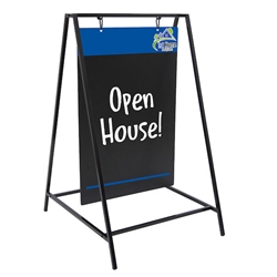 22.5in x 37.6in Chalkboard Swing A-frame Imprinted Kit (Double-Sided). Attract business with this motion-filled, eye-catching swinging A-frame.