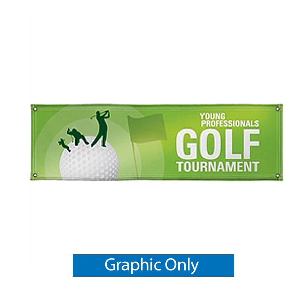 3ft x10ft Replacement Banner Full Color, Hems and Grommets Included for 10ft (W) x 5ft (H) In-Ground V-Shape Banner Frame are extremely durable and ideal for long-term, outdoor use. Use Banner for indoor events, but most ideal for outdoor long-term use.