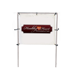 Get your outdoor message noticed! For maximum impact and visibility, In-Ground Single Banner Frames 5ft h x 8ft w are an excellent way to display banners. All pieces of the lightweight all-steel frame snap together for easy assembly.
