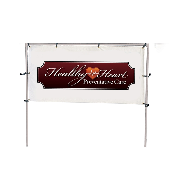 Get your outdoor message noticed! For maximum impact and visibility, In-Ground Single Banner Frames 5ft h x 12ft w are an excellent way to display banners. All pieces of the lightweight all-steel frame snap together for easy assembly.