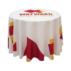 This 3ft x 27in High Round table throw offers a professional presentation at your next trade show or event.  This Draped Round table cover features custom printed graphics that are dye-sub printed on polyester fabric for a beautiful brand presentation. Ou
