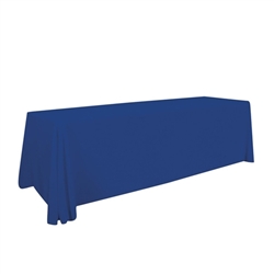 This 8ft stain resistant standard throw for a professional presentation at your next event.  This tablecloth is unprinted and available in stock solid colors.
