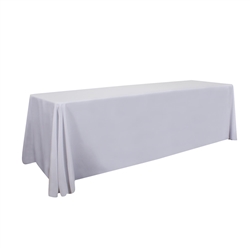 This 8ft stain resistant economy (open back) throw for a professional presentation at your next event.  This tablecloth is unprinted and available in stock solid colors.