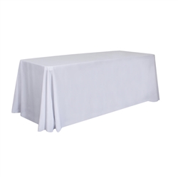 This 6ft stain resistant economy (open back) throw for a professional presentation at your next event.  This tablecloth is unprinted and available in stock solid colors.