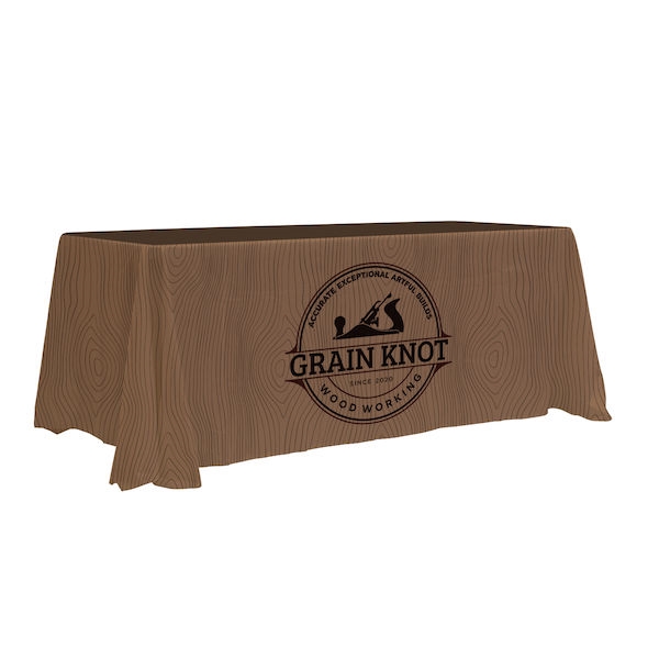 This 6ft Enviro Eco-Friendly table throw offers a professional presentation at your next trade show or event.  This Draped Open Back table cover features custom printed graphics that are dye-sub printed on polyester fabric for a beautiful brand presentati