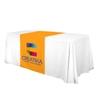 Complete your trade show or presentation with this 28in x 80in custom dye-sub printed table runner.   All of our custom tablecloths are printed with dye-sublimation to give brilliant, rich colors that command attention.