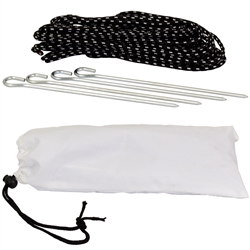 Anchor any of our Instant Canopies in soft ground with a Stake Kit. The kit includes four steel stakes, water-resistant vinyl rope and a carrying case with a Velcro closure.