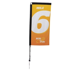 Outdoor promotional sail flags get your message noticed!  Custom printed 7ft Premium Rectangle marketing flags are perfect for events, trade shows, expos, fairs and in front of retail locations.