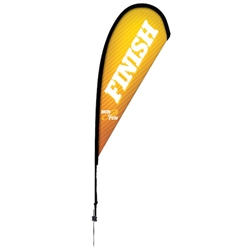 Outdoor promotional sail flags get your message noticed!  Custom printed 8ft Premium Teardrop marketing flags are perfect for events, trade shows, expos, fairs and in front of retail locations.