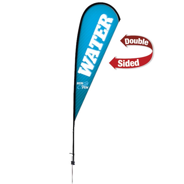 Outdoor promotional sail flags get your message noticed!  Custom printed 11.5ft Premium Teardrop marketing flags are perfect for events, trade shows, expos, fairs and in front of retail locations.