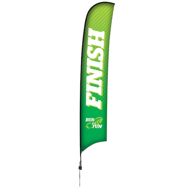 Outdoor promotional sail flags get your message noticed!  Custom printed 17ft Premium Razor marketing flags are perfect for events, trade shows, expos, fairs and in front of retail locations.