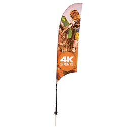 Outdoor promotional sail flags get your message noticed!  Custom printed 7ft Streamline Razor marketing flags are perfect for events, trade shows, expos, fairs and in front of retail locations.