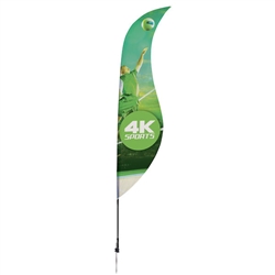 Outdoor promotional sail flags get your message noticed!  Custom printed 13ft Streamline Sabre marketing flags are perfect for events, trade shows, expos, fairs and in front of retail locations.