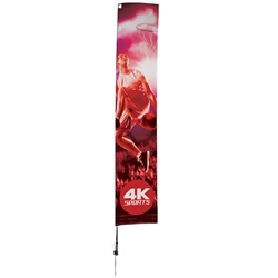 Outdoor promotional sail flags get your message noticed!  Custom printed 14.5ft Streamline Rectangle marketing flags are perfect for events, trade shows, expos, fairs and in front of retail locations.