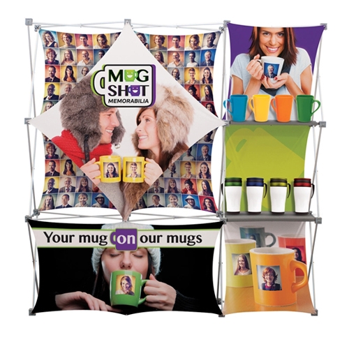 Double Sided Deluxe Geometrix 8ft Fabric Trade Show Display Kit with 4 Banners is one of the more unique product at xyzDisplays. Xpressions series offers many of features the exhibitors look for in a high quality trade show backwall popup fabric displays