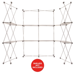 85ft x 7.5ft Deluxe GeoMetrix Connector with Shelves Display Hardware Only. Our popular Deluxe GeoMetrix display now comes in several new configurations, featuring multiple units linked together with our brand new connector shelves.