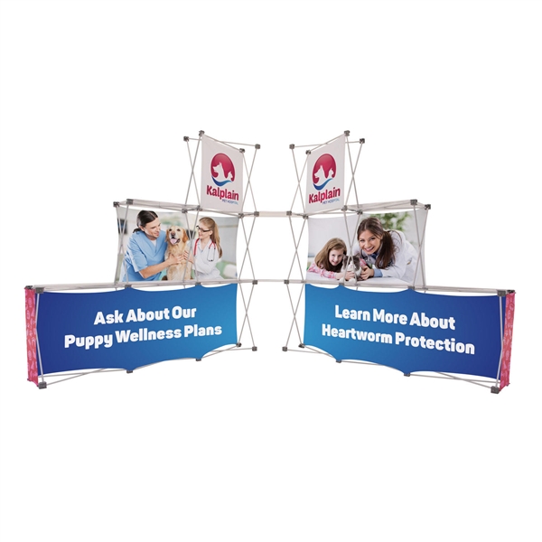 9ft x 7ft Deluxe GeoMetrix Connector Display Kit. Our popular Deluxe GeoMetrix display now comes in several new configurations, featuring multiple units linked together with our brand new connector shelves.