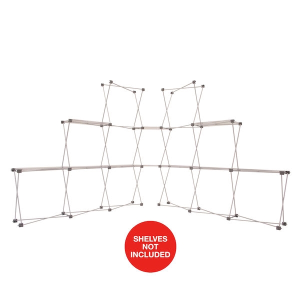 9ft x 7ft Deluxe GeoMetrix Connector Display Hardware Only. Our popular Deluxe GeoMetrix display now comes in several new configurations, featuring multiple units linked together with our brand new connector shelves.