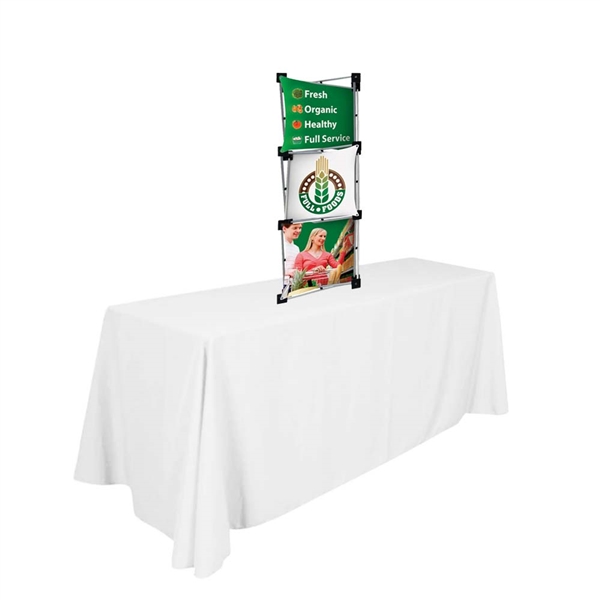 1ftx3ft Micro Geometrix Fabric Table Top Display Kit Is one of the more unique product offerings at xyzDisplays.com but has been a huge hit with our customers! Geometrix series offers many of the features the exhibitors look for in a quality displays