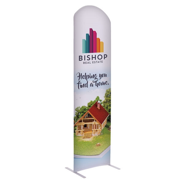 2ft x 7ft EuroFit Arc Kit. These double-sided displays weigh 75% less than standard pop-up displays.