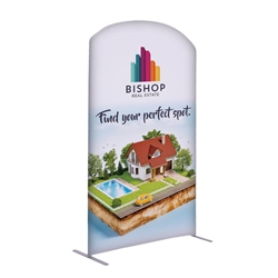 4ft x 7ft EuroFit Arc Kit. These double-sided displays weigh 75% less than standard pop-up displays.