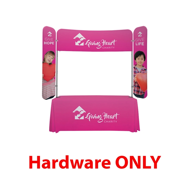 6ft x 6ft  EuroFit Monarch Display (Hardware Only). 
A curved overhead display is complemented by wing panels that create enormous amounts of ad space.