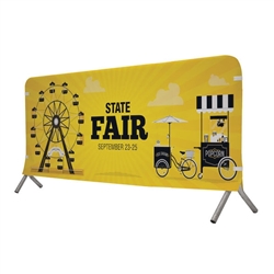 7ft x 3ft  Barricade Cover Fabric (Graphic Only). 
Transform any event barricade into a prime advertising opportunity, and maximize your impact by featuring a different design on each side.

