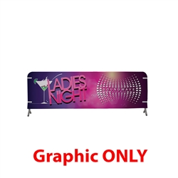 10ft x 3ft  Barricade Cover Vinyl (Graphic Only). 
Transform any event barricade into a prime advertising opportunity, and maximize your impact by featuring a different design on each side.

