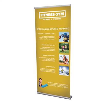 34in x 65-79in Stratus No-Curl Opaque Fabric Retractable Banner (Graphic & Hardware)
