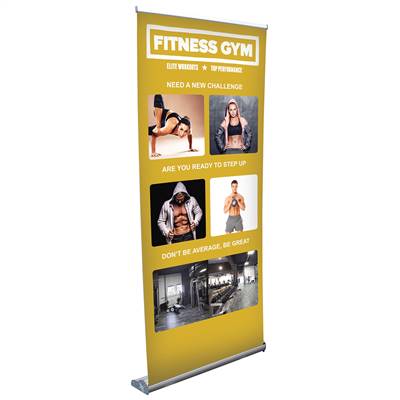 36in x 65-78.5in Stratus No-Curl Opaque Fabric Retractable Banner (Graphic & Hardware)