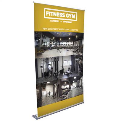 48in x 65-79in Stratus No-Curl Opaque Fabric Retractable Banner (Graphic & Hardware)