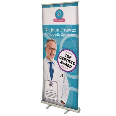 34in x 80in Value Retractable No-Curl Hybrid Media Banner (Graphic & Hardware)