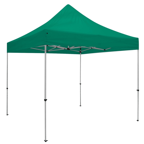 Outdoor 10ft x 10ft Deluxe Tents offer heavy duty commercial-grade popup frames designed for professional use. Canopies can customized with full color printing to display your company branding. Showcase your business name with our outdoor event tent