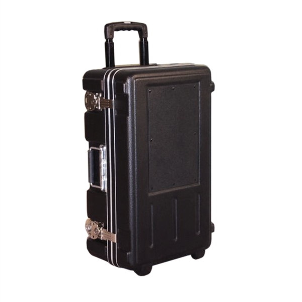 23ft x 17ft x 6.5ft 696 Wheeler Molded Wheeled Travel Carrying Case with Foam Filled. Ergonomically molded to provide a portable and durable solution, the 696 Wheeler case is perfect for sales people. Check as baggage, Carry on plane.