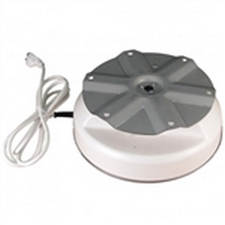 IR-100 Display Turntable (Without Rotating Wires) low profile turntable is rated to turn 100 lbs with a larger 9-inch diameter turntable plate. Includes a 6-foot power cord, a safety clutch to prevent damage to the motor when turning motion is obstructed