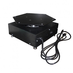 The TS-650 Rotator is a finished, ready-to-run unit designed specifically for easy setup at a tradeshow or event. Comes standard with power cord, direction control switch, and a wooden top ready for mounting your sign or display. Supports 650 pounds in co