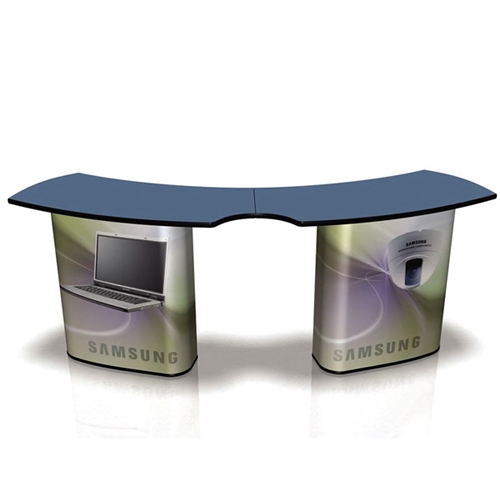 The SOLO Service Counter Graphic will dress your SOLO SOLO Service Counter for success!  SOLO is a portable sales counter, a registration desk, a sampling station, a display case, a light box, a literature display, a demonstration booth. You decide!