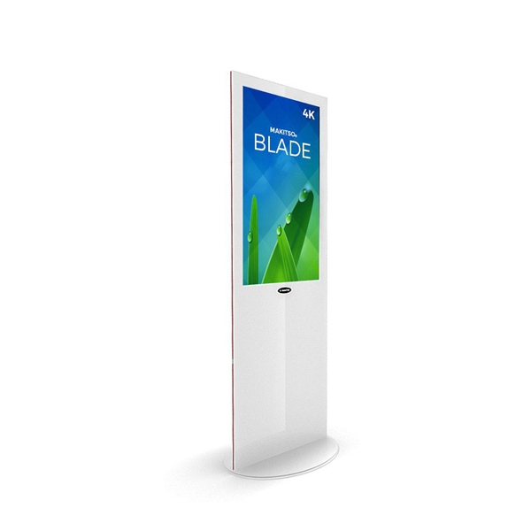 32in MAKITSO V3WP32 Blade Digital Signage White Kiosk Display. Event and trade show professionals can take advantage of the power that digital signage kiosk, when designing your next trade show booth think of incorporating flat-panel screens to make a big