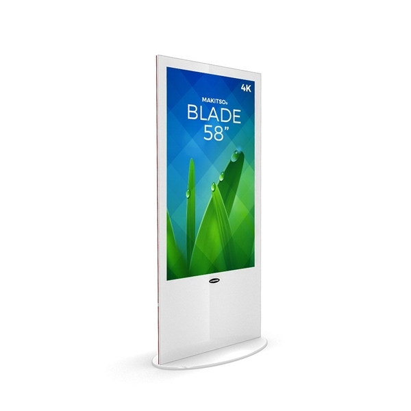 58in MAKITSO V3WP58 Blade Digital Signage White Kiosk Display. Event and trade show professionals can take advantage of the power that digital signage kiosk, when designing your next trade show booth think of incorporating flat-panel screens to make a big