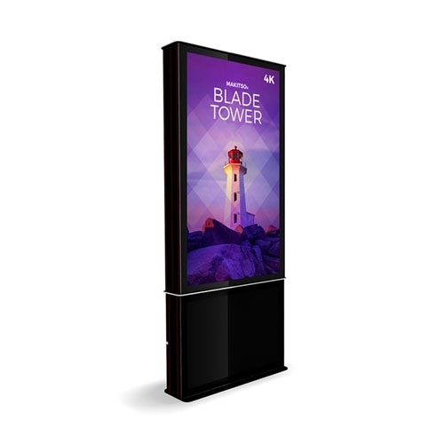 40in DTBP40 Blade Dual Tower Black Digital Signage Kiosk. Event and trade show professionals can take advantage of the power that digital signage kiosk, when designing your next trade show booth think of incorporating flat-panel screens to make a  impact