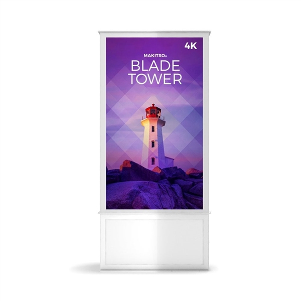 50in DTWP50 Blade Dual Tower White Digital Signage Kiosk. Event and trade show professionals can take advantage of the power that digital signage kiosk, when designing your next trade show booth think of incorporating flat-panel screens to make a  impact