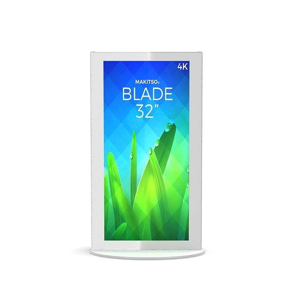 32in Mini White Blade Digital Signage Screen Displays Vertical Mode eliminate the need for printing new banners and will provide a strong and elegant presence at your trade show, retail or corporate locations as well as high traffic areas such as airports